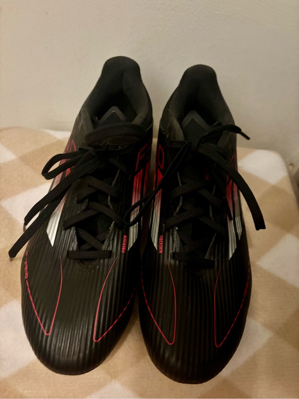 Adidas Men's Black Athletic Soccer Cleats with Pink Accents